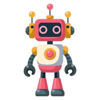 Cute funny pink robot vector