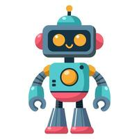 Cute funny blue robot vector