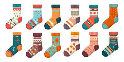 colección de de moda diferente calcetines vector