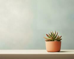 AI generated Succulent plant in pot on wooden table. 3d render photo