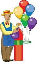 hombre de venta vistoso globos vector