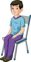 Cute little boy smiling and sitting on a chair vector