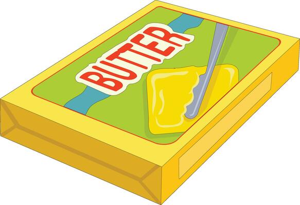 Butter on a wooden stand. A piece of cut butter. Vector illustration  3987968 Vector Art at Vecteezy