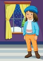 linda niña vistiendo invierno ropa vector ilustración