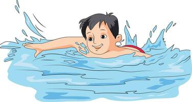 Boy swimmig in the pool vector illustration