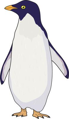 Cute penguin standing and looking at the side