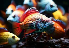 AI generated Colorful fish in the ocean. Underwater life photo