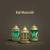 islamic greeting eid mubarak card design template vector