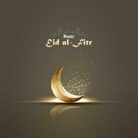 Islamic greetings eid al fitr card design with crescent moon vector