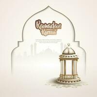 islamic greeting ramadan kareem card design with lantern vector