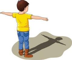 Boy standing with arms wide open vector illustration