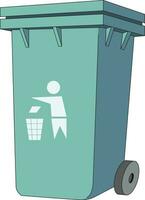 Green trash bin vector