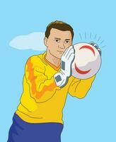 A footballer getting ready to make a goal vector