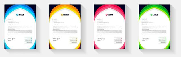 Simple And Clean Elegant Flat corporate  business Abstract style letterhead design template set with red, green, blue and yellow color. vector