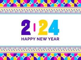 2024 Happy New Year colorful Text logo typography and background design template. greetings with 2024 numbers in the form of colored stained glass. Art design template 2024. Vector illustration.