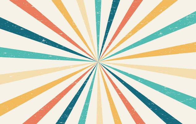 Abstract Colorful vintage 60s and 70s Hippie Retro Minimal stylish Sun and rainbow swirl pattern wallpaper background of rainbow groovy Wavy Line design with dirty texture.