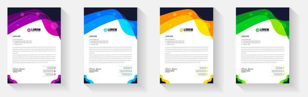 Simple And Clean Elegant Flat corporate  business Abstract style letterhead design template set with red, green, blue and yellow color. vector