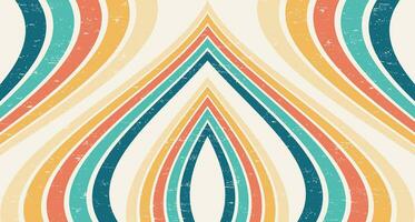 Abstract Colorful vintage 1970 Hippie Retro Minimal stylish wallpaper background of rainbow groovy Wavy Line design with dirty texture. use to cloth, textile, poster, banner, decorative, wall art. vector