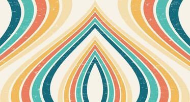 Abstract Colorful vintage 1970 Hippie Retro Minimal stylish wallpaper background of rainbow groovy Wavy Line design with dirty texture. use to cloth, textile, poster, banner, decorative, wall art. vector