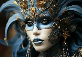 AI generated Venetian carnival mask. Tradition and glamour photo