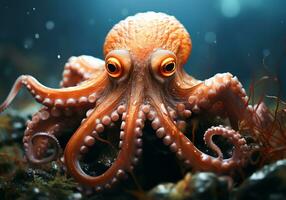 AI generated Colorful octopus in the ocean. Underwater life. photo