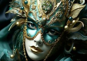 AI generated Venetian carnival mask. Tradition and glamour photo