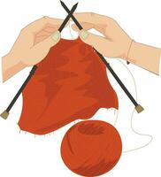 Illustration showing wool and knitting needles weaving a sweater vector