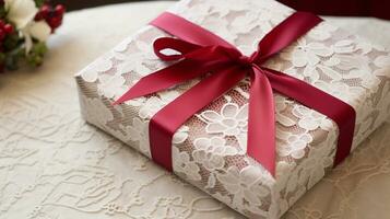 AI generated Christmas gift wrapping idea for boxing day and winter holidays in the English countryside tradition photo