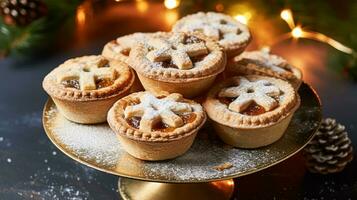 AI generated Traditional English mince pies for Christmas photo