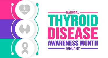 January is Thyroid Disease Awareness Month background template. Holiday concept. background, banner, placard, card, and poster design template with text inscription and standard color. vector. vector