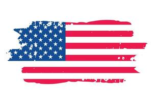 Grunge US Flag brush stroke effect. USA flag brush paint use to 4 of July American President Day. United States of America flag with watercolor paint brush strokes texture or grunge texture design. vector