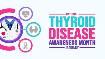 January is Thyroid Disease Awareness Month background template. Holiday concept. background, banner, placard, card, and poster design template with text inscription and standard color. vector. vector