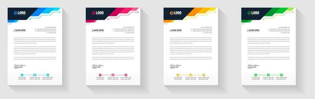 Simple And Clean Elegant Flat corporate  business Abstract style letterhead design template set with red, green, blue and yellow color. vector