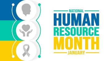 January is National Human Resource Month background template. Holiday concept. background, banner, placard, card, and poster design template with text inscription and standard color. vector. vector