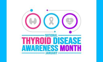 January is Thyroid Disease Awareness Month background template. Holiday concept. background, banner, placard, card, and poster design template with text inscription and standard color. vector. vector