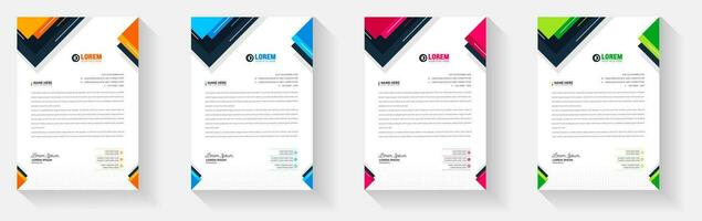 Simple And Clean Elegant Flat corporate  business Abstract style letterhead design template set with red, green, blue and yellow color. vector