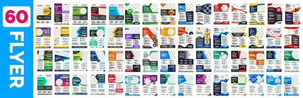 big mega set of 60 Collection digital marketing corporate business flyer design template. digital marketing flyer bundle. big set business flyer bundle. set of 60 Item digital marketing flyer. vector