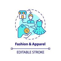 2D editable multicolor icon fashion and apparel concept, simple isolated vector, C2C thin line illustration. vector