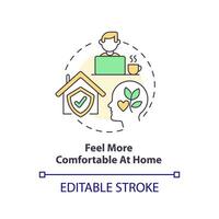 2D editable feel more comfortable at home thin line icon concept, isolated vector, multicolor illustration representing online therapy. vector