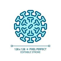 2D pixel perfect editable blue rotavirus icon, isolated monochromatic vector, thin line illustration representing bacteria. vector