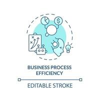 2D editable blue business process efficiency icon, monochromatic isolated vector, thin line illustration representing cognitive computing. vector