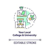 2D editable your local college and university thin line icon concept, isolated vector, multicolor illustration representing online therapy. vector