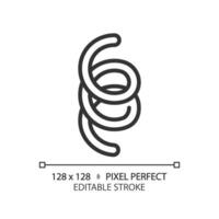 2D pixel perfect editable black spirochete icon, isolated vector, simple thin line illustration representing bacteria. vector