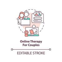 2D editable online therapy for couples thin line icon concept, isolated vector, multicolor illustration representing online therapy. vector