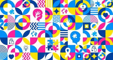 World autism awareness day Abstract Geometric minimalist simple shape and figure artwork  puzzle pieces pattern background template celebrated in 2 April. use to banner, greeting card, poster. vector