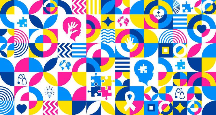 World autism awareness day Abstract Geometric minimalist simple shape and figure artwork  puzzle pieces pattern background template celebrated in 2 April. use to banner, greeting card, poster.