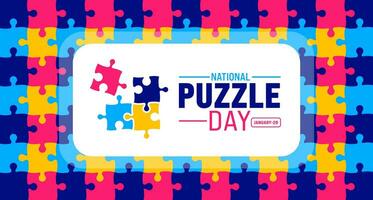 Puzzle Day background design template use to background, banner, placard, card, book cover, and poster design template with text inscription and standard color. vector illustration.