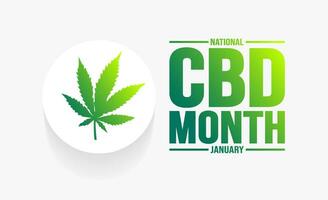 January is National CBD Month background template. Holiday concept. background, banner, placard, card, and poster design template with text inscription and standard color. vector illustration.