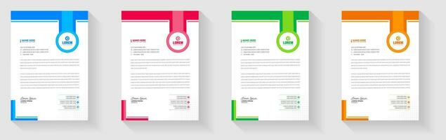 Simple And Clean Elegant Flat corporate  business Abstract style letterhead design template set with red, green, blue and yellow color. vector