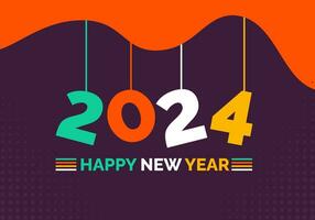 2024 Happy New Year colorful Text logo typography and background design template. greetings with 2024 numbers in the form of colored stained glass. Art design template 2024. Vector illustration.